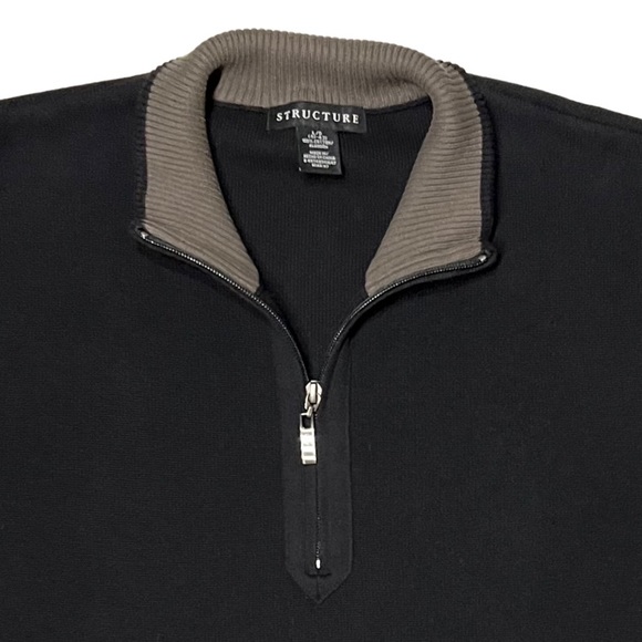 VTG 90’s Structure Black Zipper Neckline with Taupe Color Interior Collar. L - Picture 6 of 10